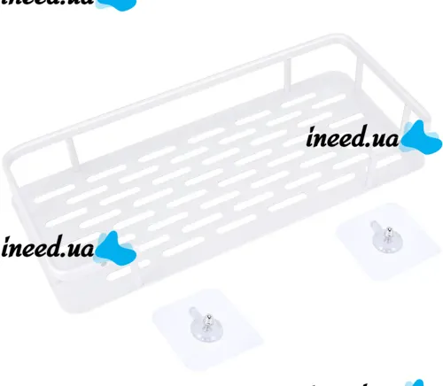 Настінна пряма полиця у ванну Storage Rack AND144 для приладдя, навісний органайзер 30х13х5. 5см тримач для ванної на стіну Біла