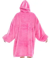 Толстовка-плед с капюшоном Huggle Hoodie Ultra Plush Blanket 2в1 унисекс оверсайз худи плюшевый плед с рукавами на флисе 74Х110 см Розовая