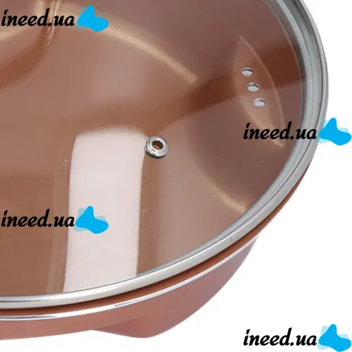 Стальная воздушная сковорода Migas Steel Air Fry Pan ML-0016 с антипригарным покрытием, Антипригарная сковородка для жарки без масла Коричневая