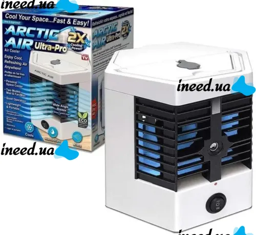 Настольный кондиционер с увлажнителем воздуха Arctic Air Ultra Pro 2X 10W с подсветкой, Портативный охладитель воздуха с функцией увлажнения от USB