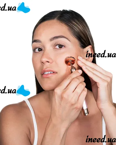 Вибромассажер роллер для лица Flawless Contour массажный ролик с двумя насадками на батарейках, электрический массажер для массажа, ролик-массажер