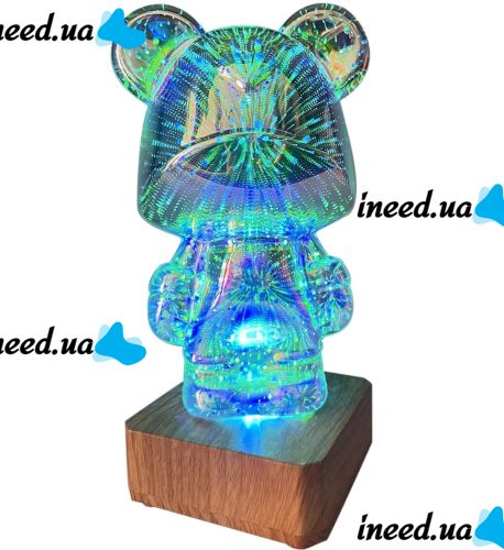 Проекционный светодиодный RGB светильник медведь фейерверк Atmosphere Light YD-340, Акриловый ночник 3D Мишка фейерверк 7 цветов MAG-732 от USB