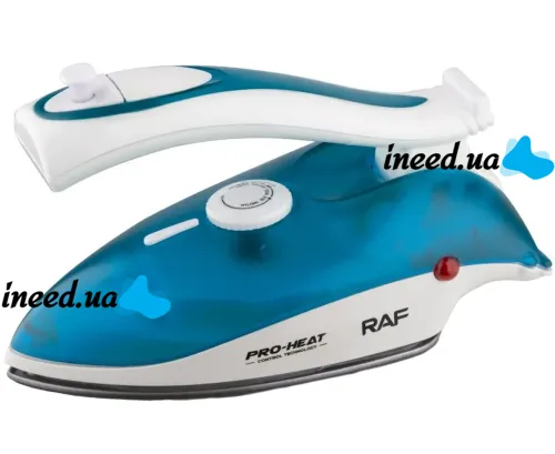 Складной ручной утюг RAF R.1259B 800W с регулятором температуры и резервуаром для воды, Паровой утюг отпариватель Раф с керамической подошвой