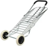 Складная тележка Shopping Cart XS-2 с корзиной для покупок до 65 кг 42x39x91 см, Бытовая раскладная тачка корзина на колесах с ручкой Серебристая