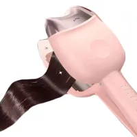 Ceramic Curling Iron 32 mm Egg Roll Stick XL-290 45W, Ceramic Curling Iron with Double Cylinder for Curls Pink