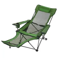 Раскладное кресло шезлонг Lesko SW233 Green до 150 кг с подстаканником для кемпинга 170x62 см, Складной лежак раскладушка для дачи в чехле Зеленый