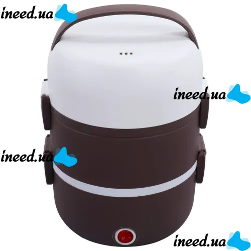 Электрический ланч бокс пароварка Electric lunch heater box 1500мл 3 секции для подогрева и приготовления еды от сети, судочек рисоварка для пищи