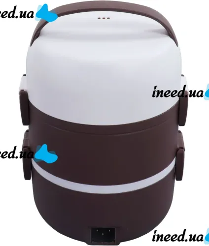 Электрический ланч бокс пароварка Electric lunch heater box 1500мл 3 секции для подогрева и приготовления еды от сети, судочек рисоварка для пищи