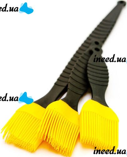 Набор кондитерских силиконовых кистей Better Brush из 3 штук с пластиковой ручкой для смазывания еды, выпечки, кулинарные кисточки для кухни Желтые