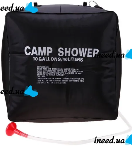 Туристический переносной душ Easy Camp Solar Shower Bag на 40 литров для походов и кемпинга, Летний резервуар для воды с солнечным подогревом Черный