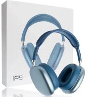 Накладные беспроводные наушники Bluetooth Macaron P9 Max с Aux, Полноразмерные блютуз стереонаушники со слотом карты памяти MicroSD, TF Card Синие