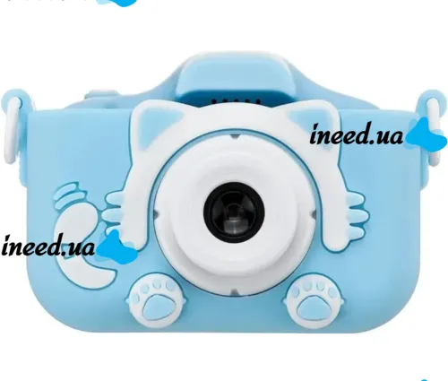 Детский цифровой фотоаппарат Smart kids Kitty XO XJ01 с селфи камерой и видео съемкой 600mAh, Камера Котик 2" с встроенными играми для детей Синий