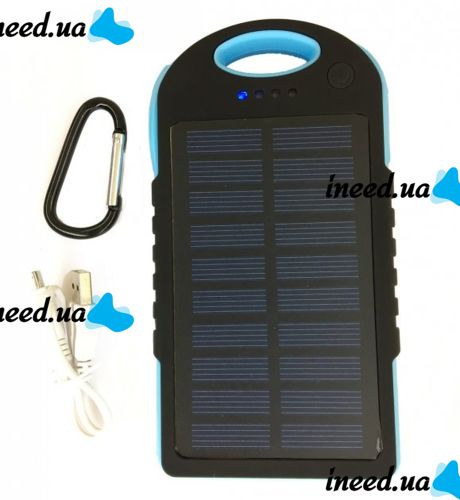 Портативное зарядное устройство Power Bank Solar Charger 50000 mAh c Led фонариком и карабином на солнечной батарее, внешний аккумулятор 2, павербанк