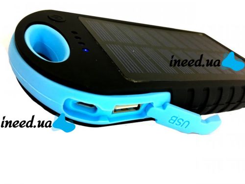 Портативное зарядное устройство Power Bank Solar Charger 50000 mAh c Led фонариком и карабином на солнечной батарее, внешний аккумулятор 2, павербанк