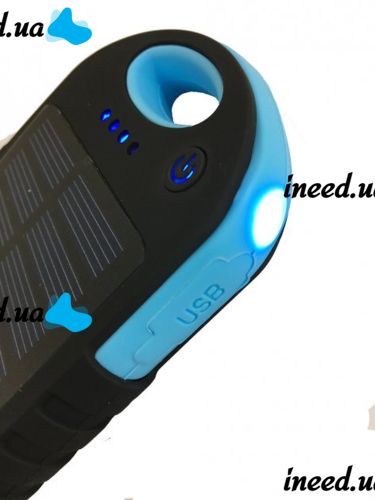 Портативное зарядное устройство Power Bank Solar Charger 50000 mAh c Led фонариком и карабином на солнечной батарее, внешний аккумулятор 2, павербанк