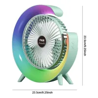 Настольный аккумуляторный вентилятор Colorful Desktop Fan FH-668 со светодиодной RGB подсветкой 5W, Вращающийся беспроводной охладитель воздуха
