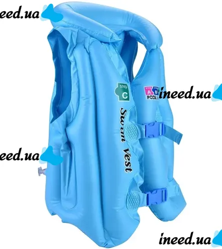 Детский надувной жилет Swim Vest BT-IG-0005 спасательный для плавания с подголовником от 3 до 14 лет, Надувная защитная жилетка S, M, L для детей