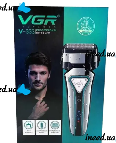 Беспроводная мужская электробритва VGR V-333 для сухого и влажного бритья Аккумуляторная электрическая бритва с выдвижным триммером для бороды и усов