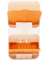 Настенный органайзер для мыла Flip Lid Drain Soap Box на 2 отсека с откидными крышками, Двойная навесная мыльница со сливом на стену в ванную