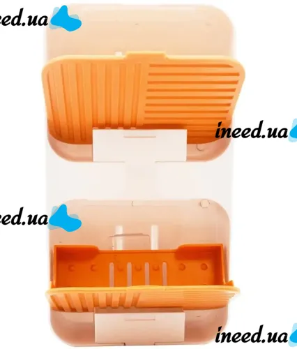 Настенный органайзер для мыла Flip Lid Drain Soap Box на 2 отсека с откидными крышками, Двойная навесная мыльница со сливом на стену в ванную