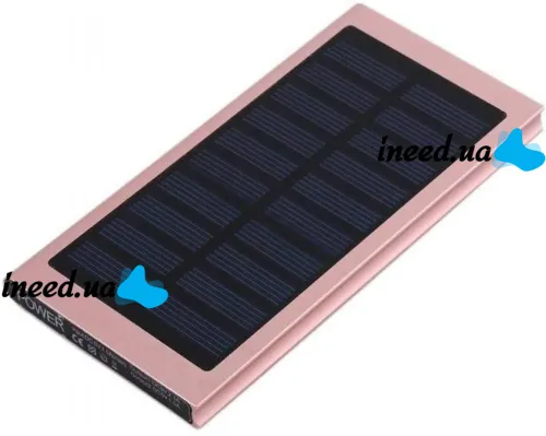 Портативное зарядное батарея Power Bank Solar Water Cube 20000 mAh с солнечной панелью, Внешний аккумулятор повербанк USB 2,1А 20000мАч с фонариком