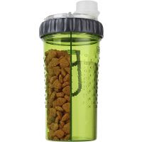 Двойная бутылка поилка для воды и корма со складной миской Pet Drink Bottle 2 в 1 для собак и кошек Походная бутылка для животных, Миска для прогулок