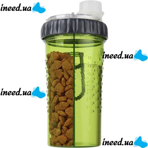 Двойная бутылка поилка для воды и корма со складной миской Pet Drink Bottle 2 в 1 для собак и кошек Походная бутылка для животных, Миска для прогулок