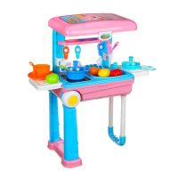 Детский развивающий игровой набор кухня Happy Chef 2в1, Большая детская кухня в чемодане на колесах 678-206A