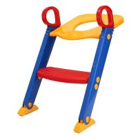 Children Toilet Trainer folding toilet seat with step and handles, Children Toilet Potty with handrails on toilet seat for children