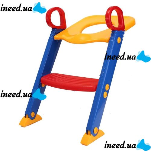 Children Toilet Trainer folding toilet seat with step and handles, Children Toilet Potty with handrails on toilet seat for children