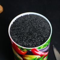 Настольная подставка для ножей 14 см Universal Knife Holder круглая с черным наполнителем из полипропиленового волокна на кухню 90*90*140 мм