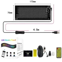Гибкий экран Matrix Panel JTPD-03-011 7х17.3 см 16х32 LED светодиодная рекламная RGB лента в авто, бегущая строка с пультом и Bluetooth WiFi