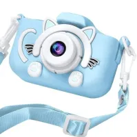 Детский цифровой фотоаппарат Smart kids Kitty XO XJ01 с селфи камерой и видео съемкой 600mAh, Камера Котик 2" с встроенными играми для детей Синий