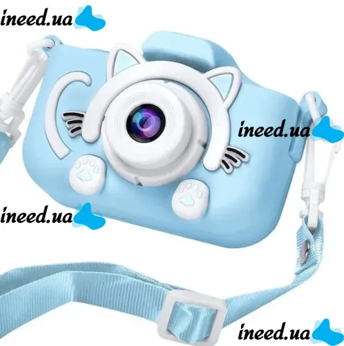 Детский цифровой фотоаппарат Smart kids Kitty XO XJ01 с селфи камерой и видео съемкой 600mAh, Камера Котик 2" с встроенными играми для детей Синий