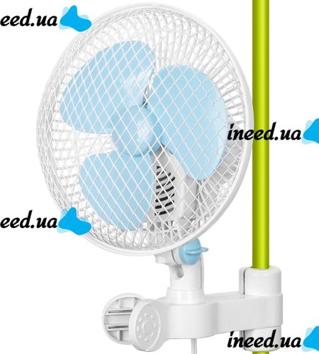Переносной вращающийся вентилятор Vivosun Fan HY-180 20W с прищепкой для трубы 2 скорости, Мини-вентилятор на клипсе для обдува растений HY180 Белый