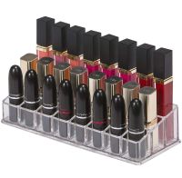 Универсальный акриловый органайзер подставка Lipstick Shelf на 24 ячейки для хранения косметики и помады Контейнер для макияжа и мелочей Прозрачный