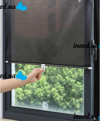 Солнцезащитная рулонная шторка козырек RolerProtect 40x125 см на колесиках для спальни и автомобиля, Автомобильные жалюзи роллет на окна Черная