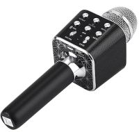 Беспроводной караоке микрофон WSTER WS-1688 Bluetooth USB AUX FM со встроенной колонкой и 5 тембрами голоса на аккумуляторе с динамиком WS1688 Черный