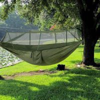 Подвесной туристический нейлоновый гамак Hammock With Net Army до 200 кг с москитной сеткой для кемпинга походный гамак 263х135 Хаки Олива, Оливковый
