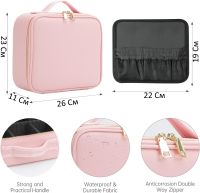 Органайзер для хранения косметики Niceland Beauty box MAG-590 с ручкой для переноски, Дорожная водонепроницаемая косметичка, бьюти кейс Розовая