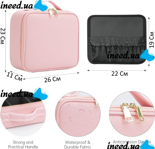 Органайзер для хранения косметики Niceland Beauty box MAG-590 с ручкой для переноски, Дорожная водонепроницаемая косметичка, бьюти кейс Розовая