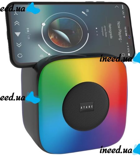 Беспроводная Bluetooth колонка SPS LX-01 с RGB подсветкой для прослушивания музыки, Аккумуляторная блютуз акустика ATARC AT-620 FM-радио AUX от USB