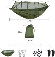 Подвесной туристический нейлоновый гамак Hammock With Net Army до 200 кг с москитной сеткой для кемпинга походный гамак 263х135 Хаки Олива, Оливковый