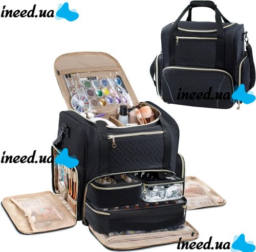 Дорожная сумка косметичка футляр Bagsmart Ivodeela с отсеками для хранения лака и косметики, Женский органайзер для макияжа с 3 съемными футлярами Черная