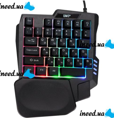 Игровой набор UKC 7768 проводная клавиатура и мышка с RGB светодиодной подсветкой 45 клавиш, Компьютерный комплект мышь с клавиатурой для ПК Черная