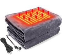 Туристический плед пончо с подогревом Heating Shawl Blanket JT-202275 от USB Power Bank Электроодеяло с застежкой 3 режима нагрева для кемпинга Серый
