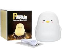 Настольный силиконовый ночник Пингвин Penguin LJC-129 с RGB подсветкой и сенсорным датчиком, Светодиодный светильник 7 режимов на аккумуляторе USB