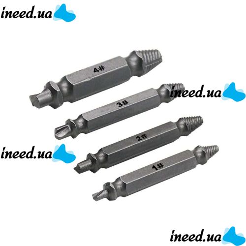 Набор экстракторов бит Easy Out Tool S2 4 шт в коробке, двухсторонние насадки для выкручивания сломанных, слизанных саморезов и болтов на шуруповерт