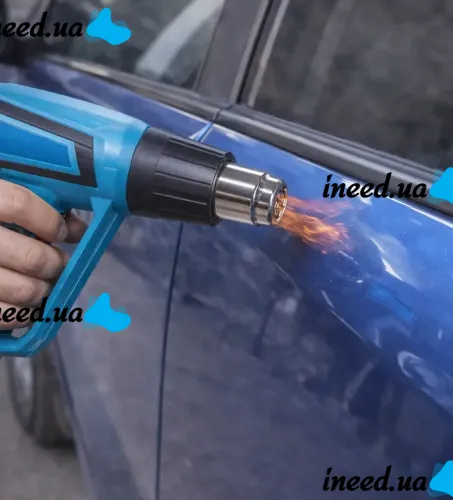 Промышленный сетевой фен Мakita HG5030K 1600W с 4 насадками 2 режима для пайки снятия краски и термоусадки, тепловой строительный фен от сети
