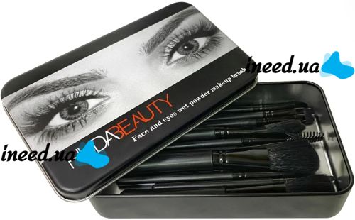 Набор кистей для макияжа Huda Beauty 12 штук, кисти для профессионального макияжа глаз, губ и лица, кисточки в металлической коробке